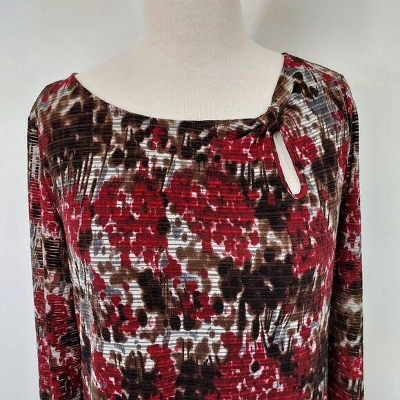 Apt. 9 Shirt Top Comfy Stretch Womens Size Large Cut Out 3/4 Sleeve Lined - Picture 3 of 13